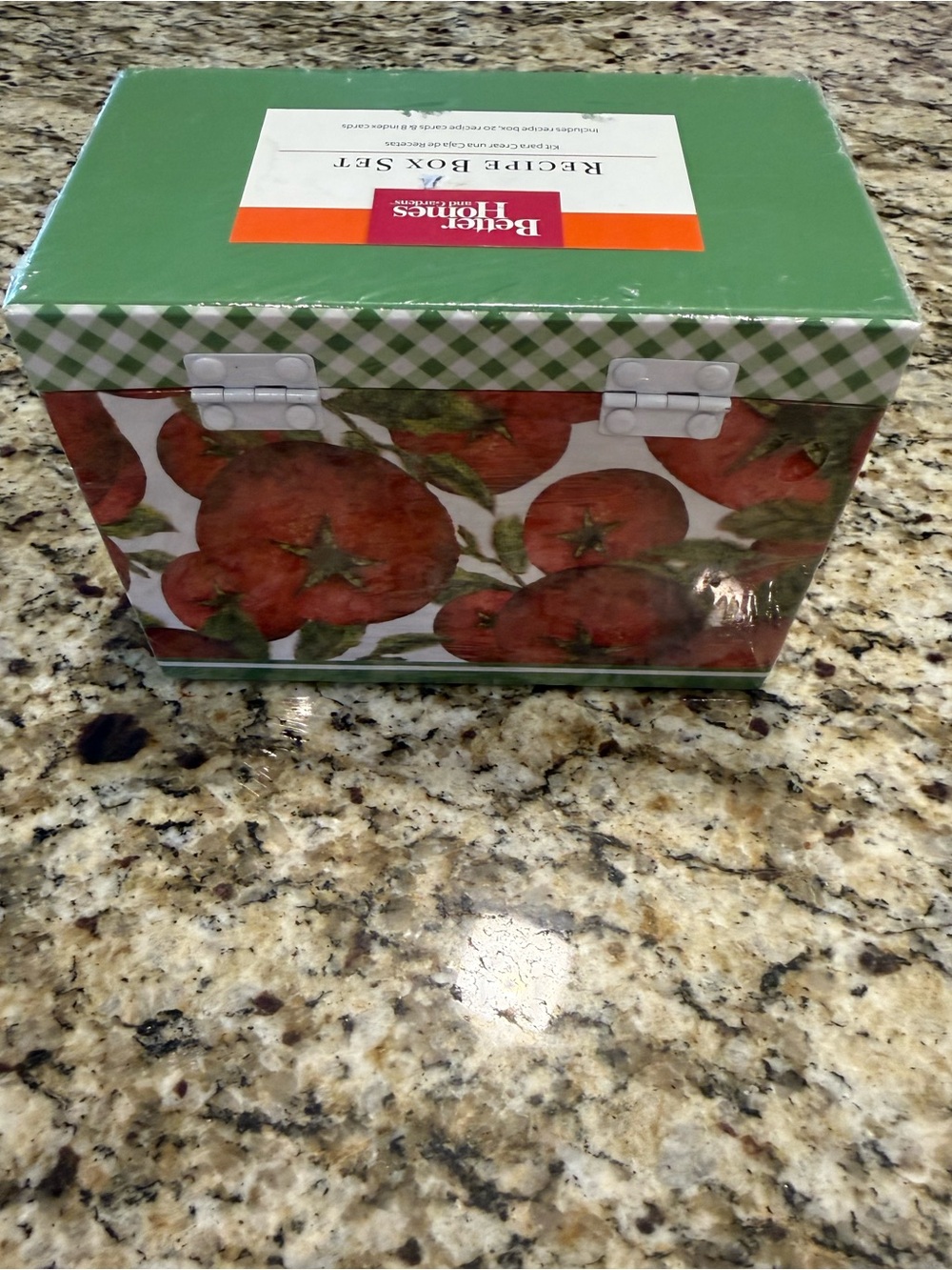Better Homes red tomatoes green plaid recipe box set cooking kitchen chef gift